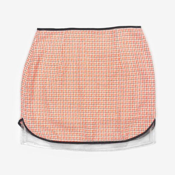Line & Dot Madame Beverly Mini Skirt Medium Orange Fanda Tweed Mesh Trim Preppy - Picture 1 of 12